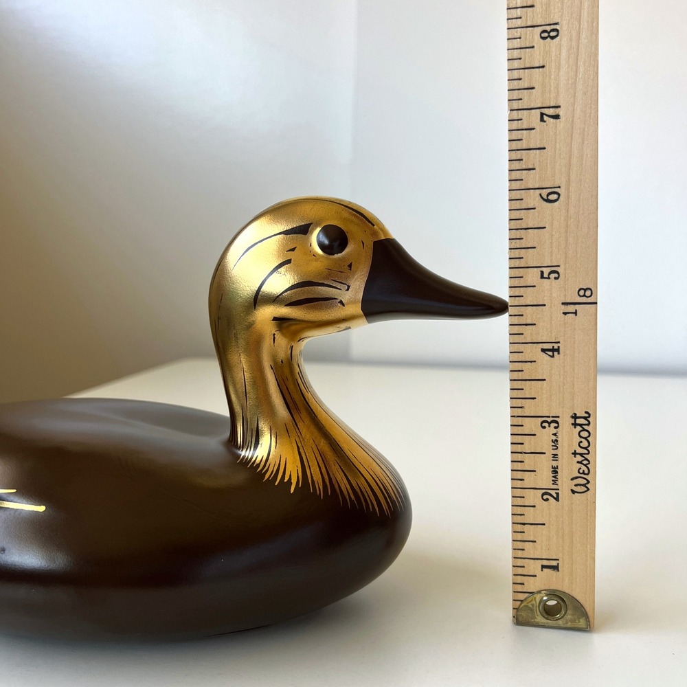 Vintage Brown Gold Ceramic Duck Figurine Mid Century Modern Bird Decor 12" - Picture 11 of 12